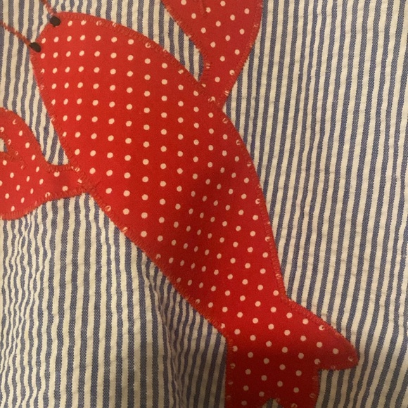 Lobster seersucker one piece outfit. So cute for summer! Perfect for July 4th. - Picture 2 of 4